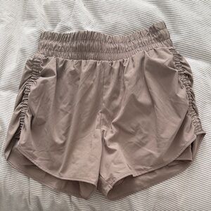 Marika Women's Ruched Athletic Shorts in Taupe